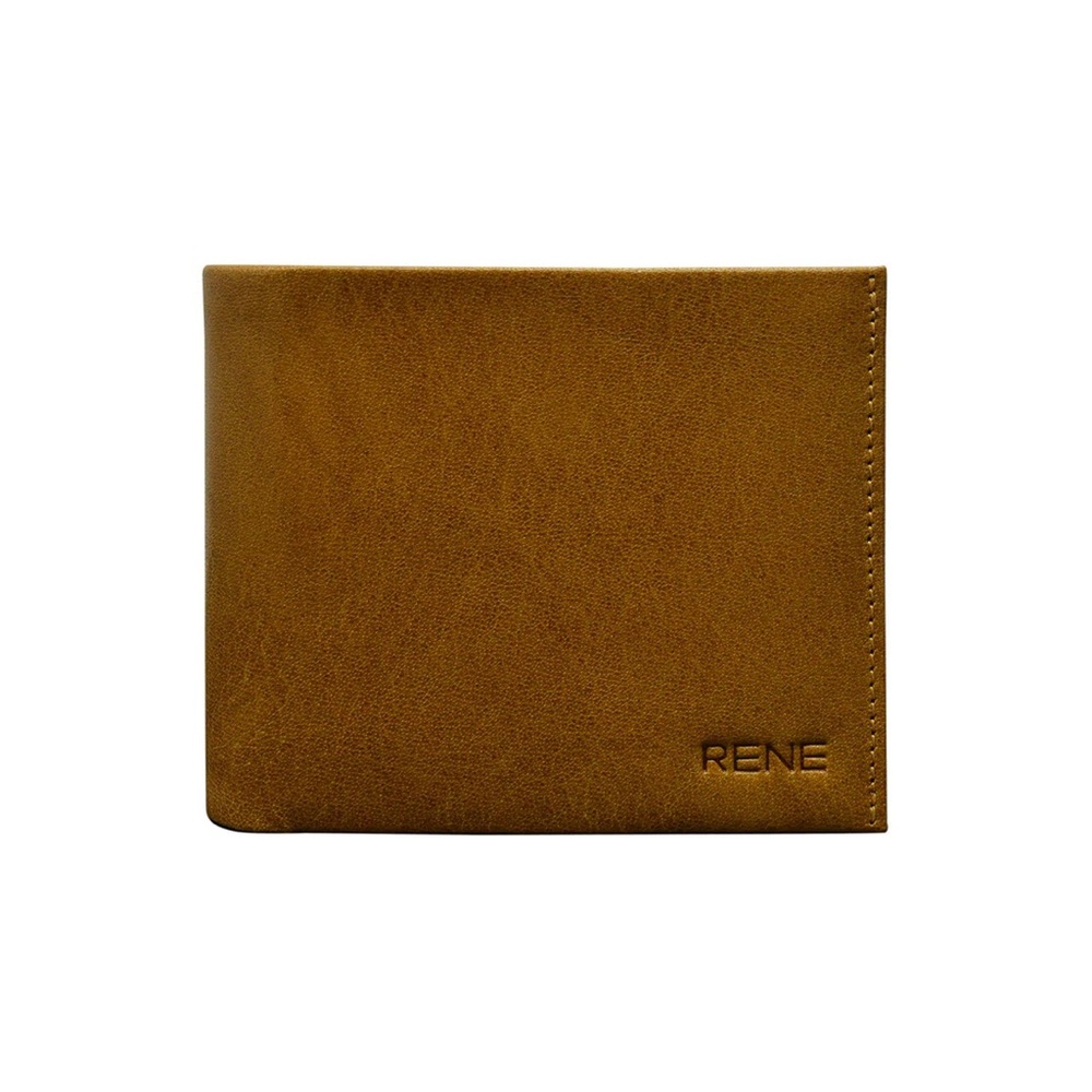 New! Genuine Leather Tan Brown Men’s Bi-fold Wallet Rene Men’s Accessories